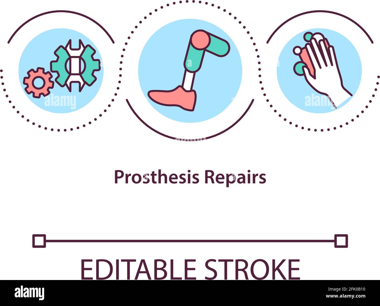 Prosthesis repairs concept icon Stock Vector