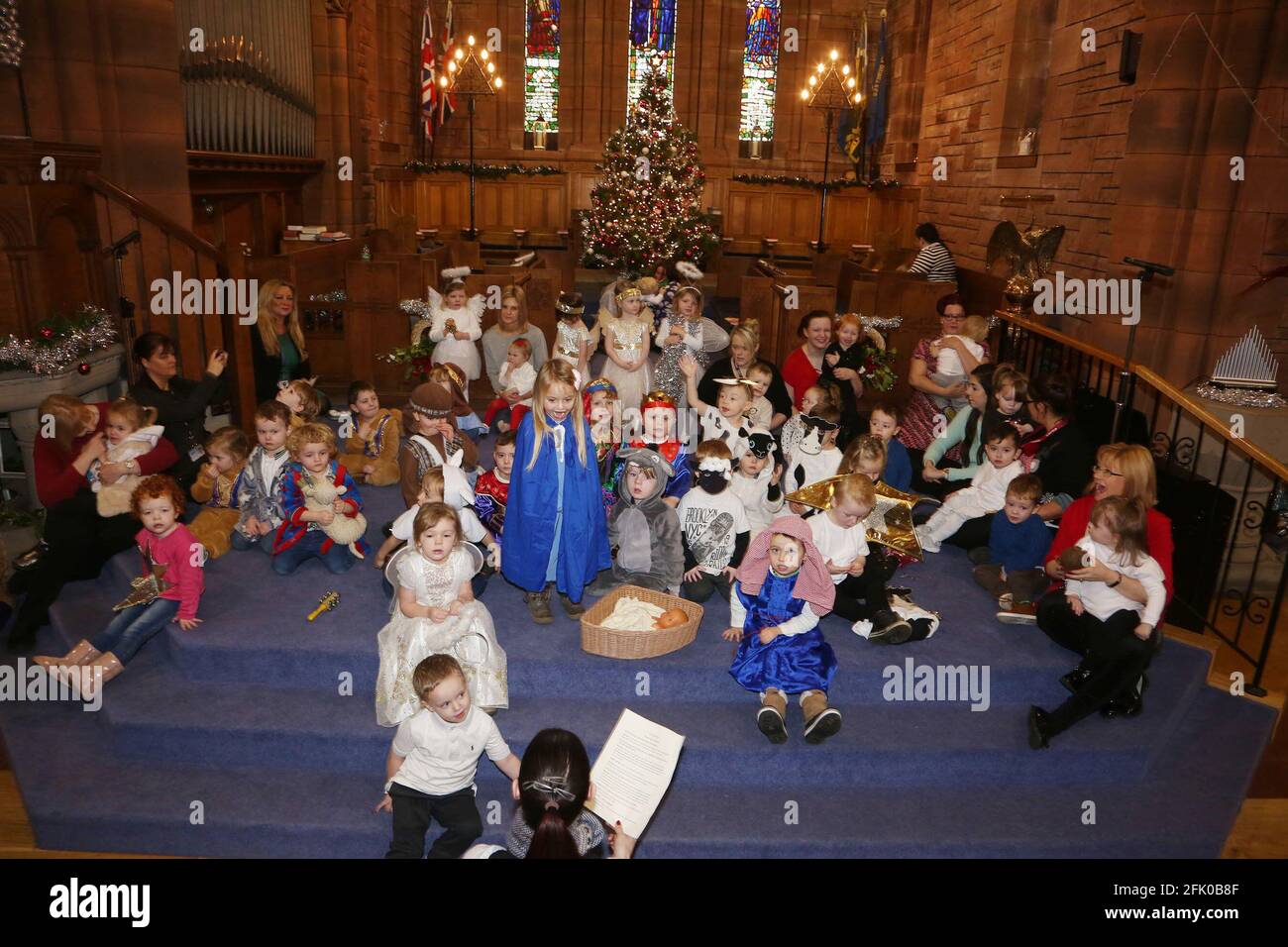 St Nicholas Church.Prestwick, Ayrshire, Scotland, UK Kids from the Space Place perform their
