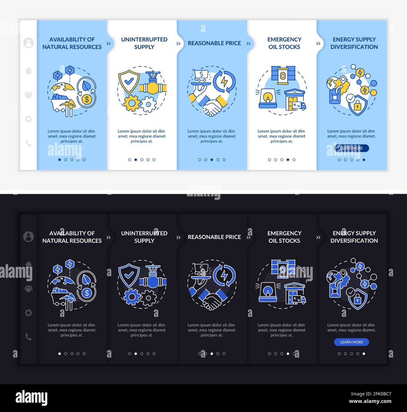 Energy secure factors onboarding vector template Stock Vector