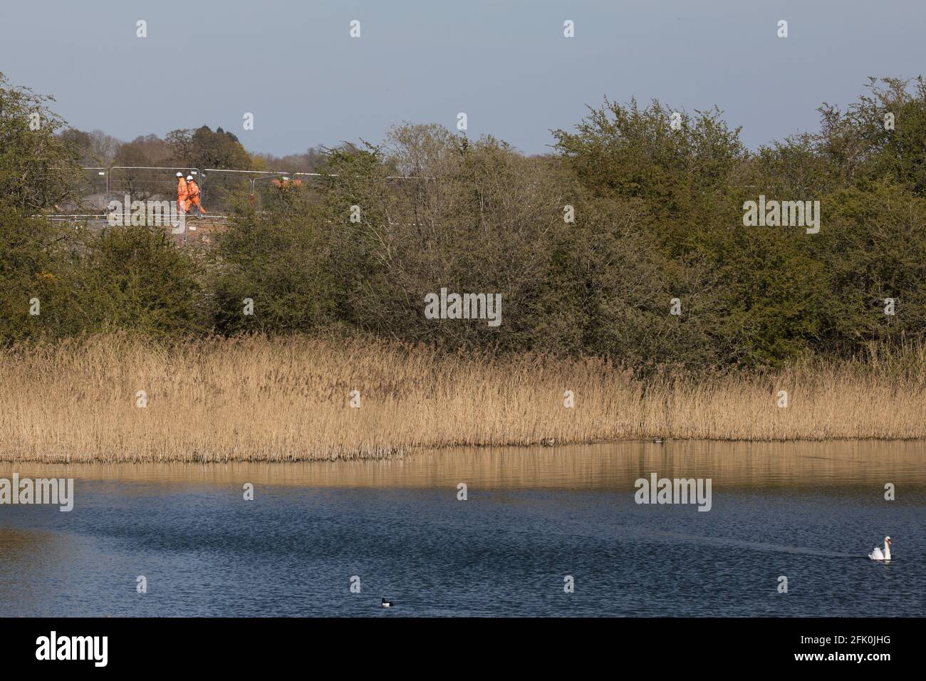 Calvert Uk 26th April 2021 An Area Almost Entirely Cleared Of Trees And Vegetation For The Hs2 High Speed Rail Link Is Viewed From The Remainder Of Calvert Jubilee Nature Reserve Calvert Has