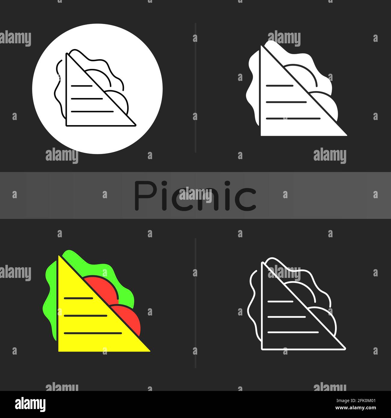 Sandwiches dark theme icon Stock Vector