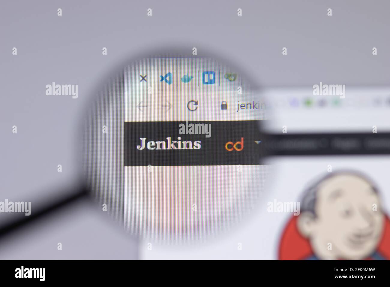 New York, USA - 26 April 2021: Jenkins logo close-up on website page, Illustrative Editorial Stock Photo