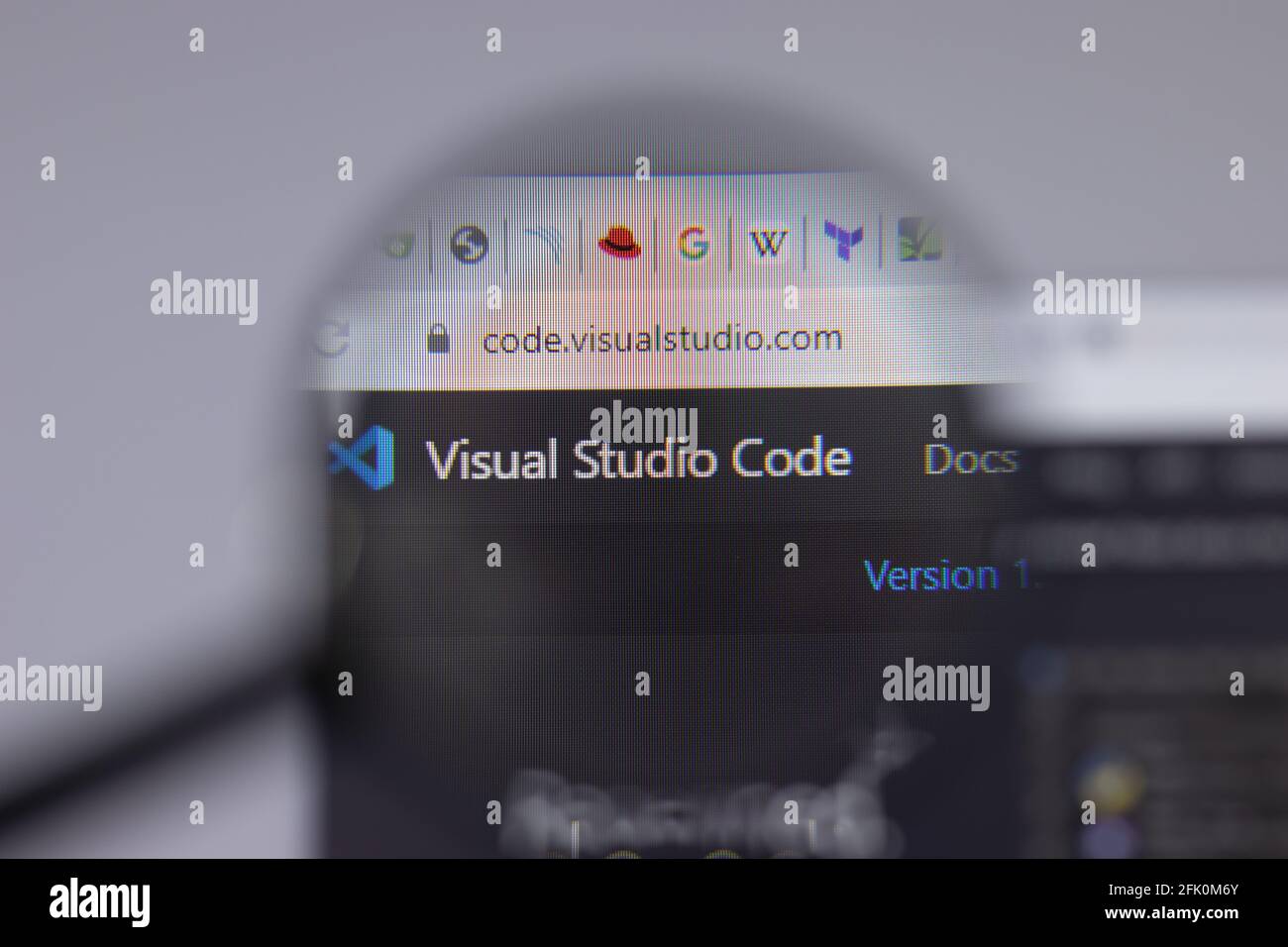 New York, USA - 26 April 2021: Visual Studio Code logo close-up on ...