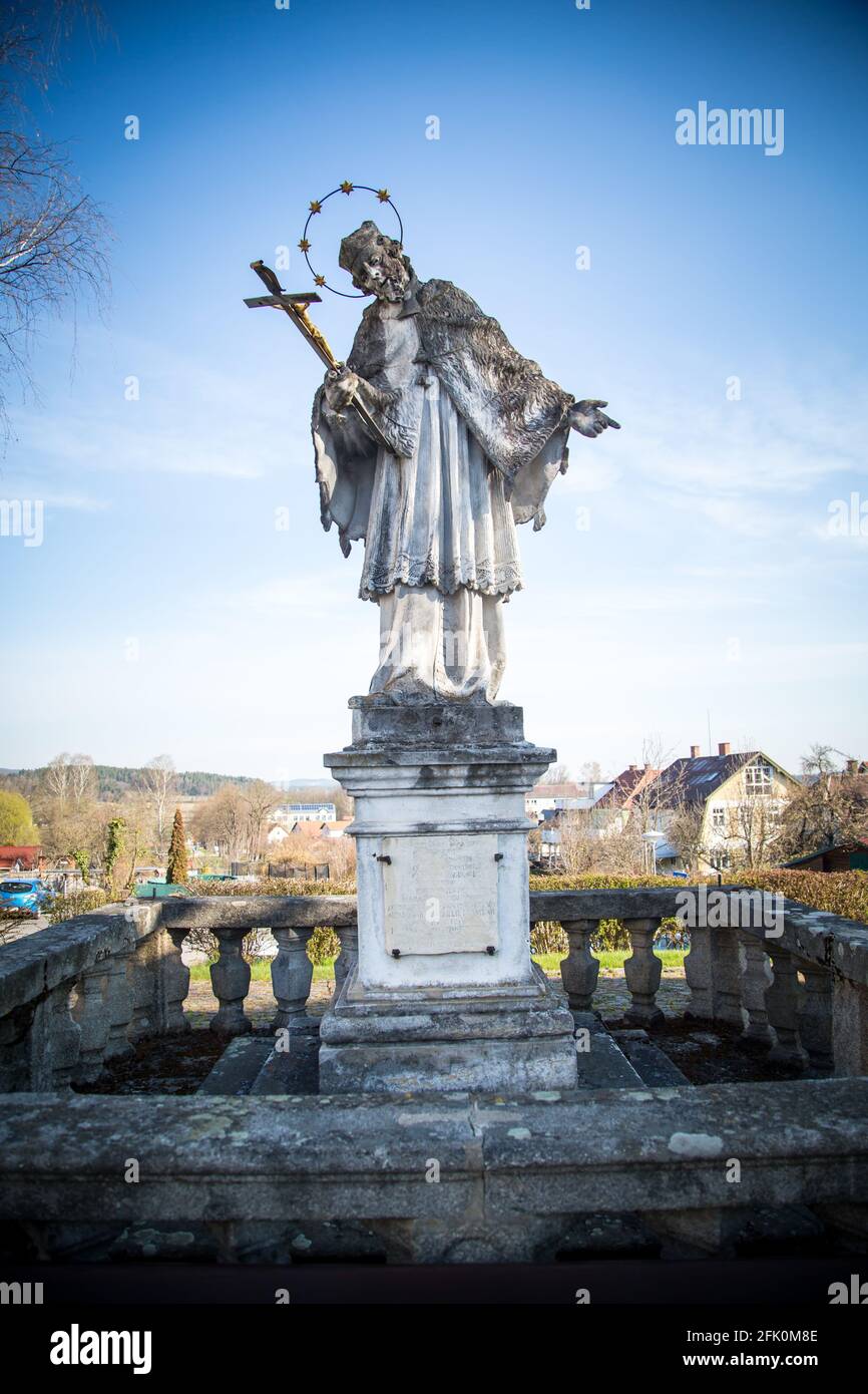 Statue of the holy John of Nepomuk in Weitra, Waldviertel, Austria Stock Photo