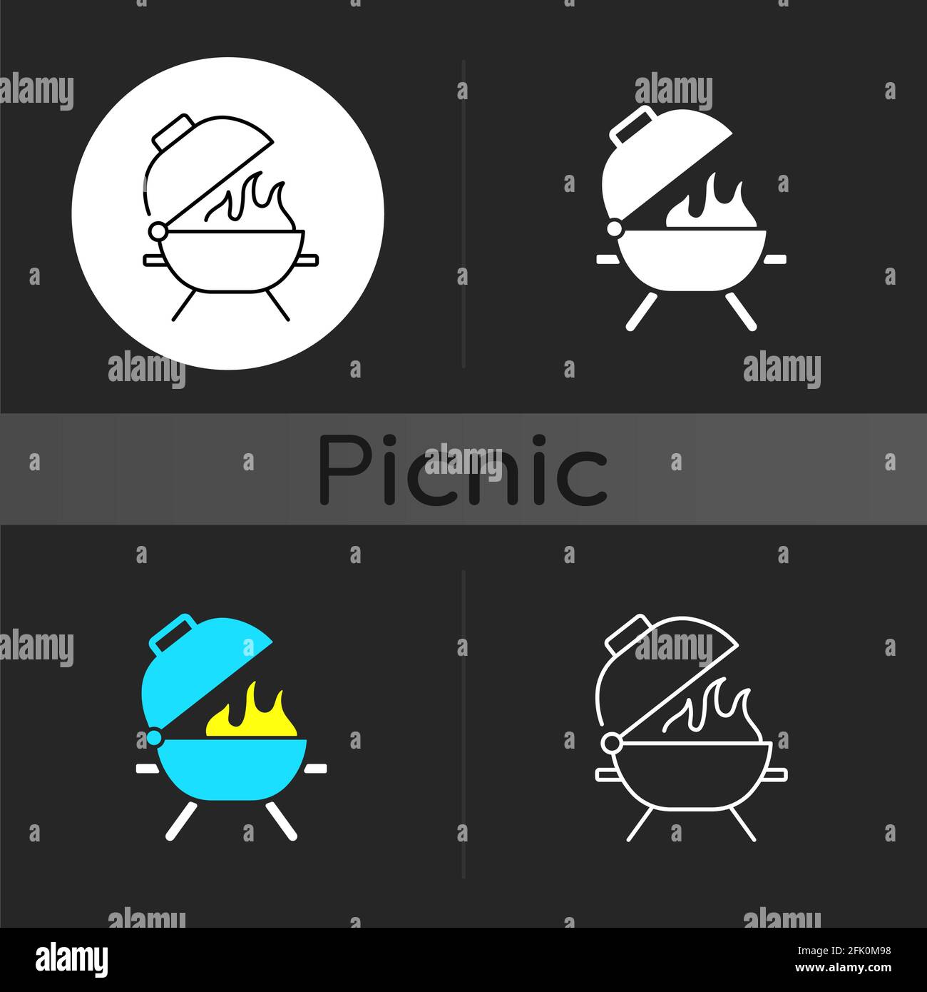 Bbq grill dark theme icon Stock Vector Image & Art - Alamy