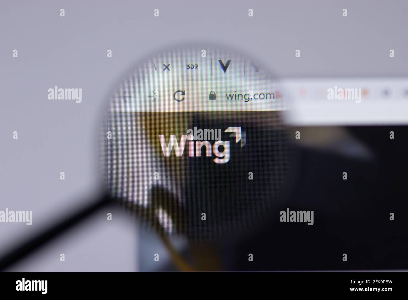 New York, USA - 26 April 2021: Wing logo close-up on website page, Illustrative Editorial Stock Photo