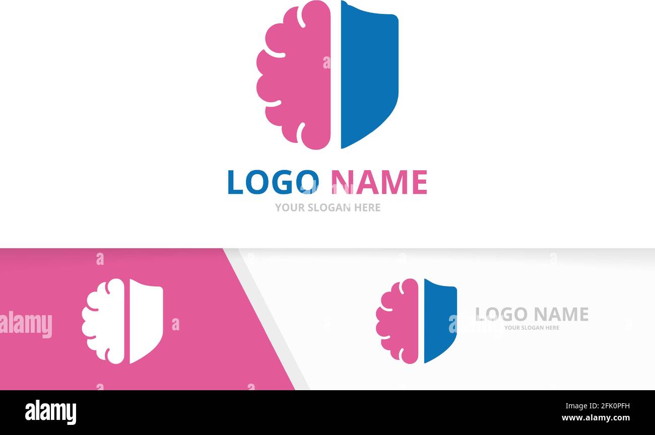 Vector heart and shield logo combination. Unique security logotype design template. Stock Vector