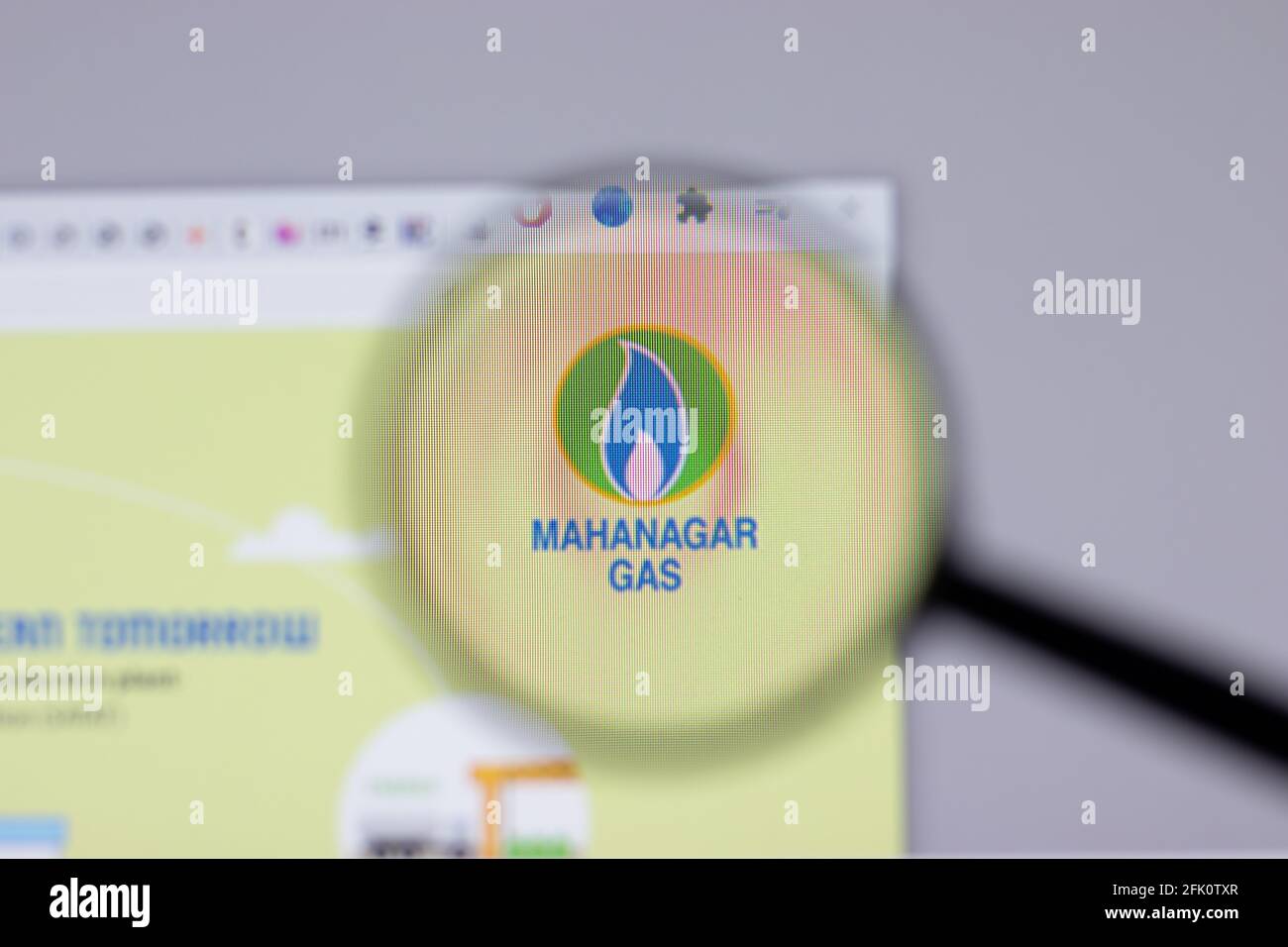 New York, USA - 26 April 2021: Mahanagar Gas logo close-up on website page, Illustrative Editorial Stock Photo