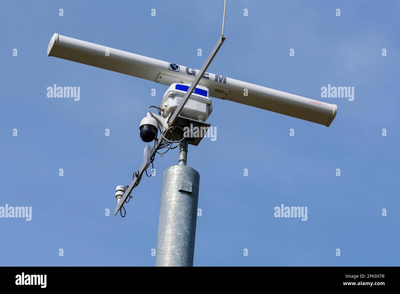 Coastguard radar mast. Stock Photo
