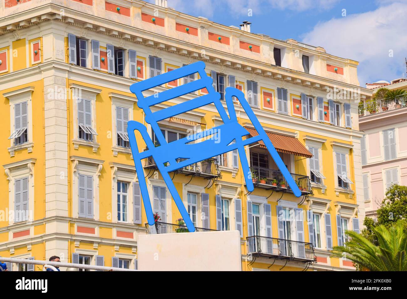 Blue chair sculpture, Nice, South of France Stock Photo Alamy