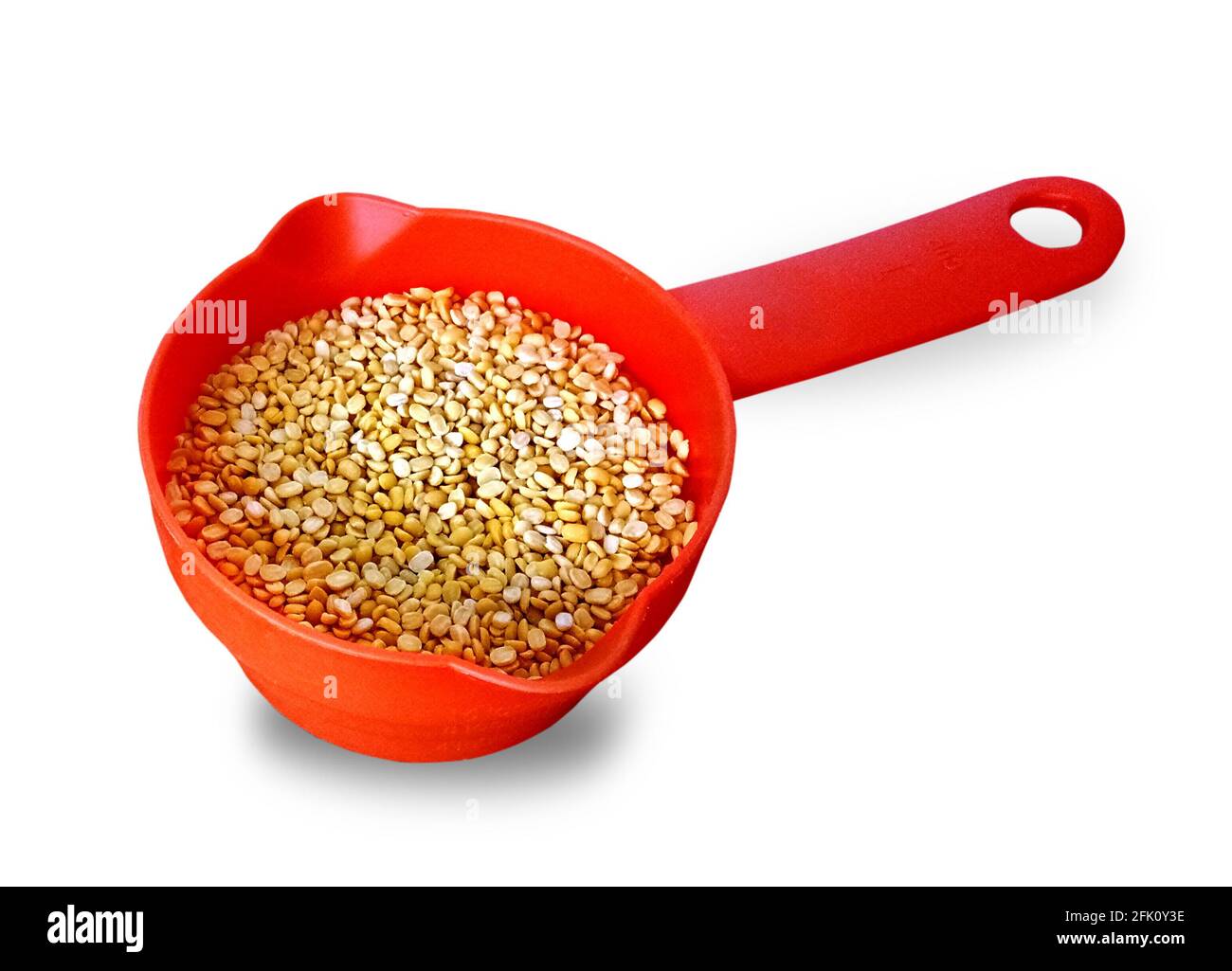 yellow moong mung dal lentil pulse bean on white background. Stock Photo