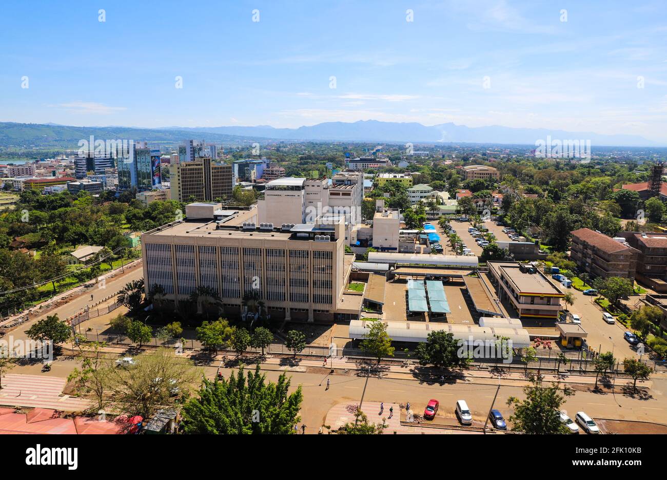 The lake side city of Kisumu in Kenya shot from a high storey building
