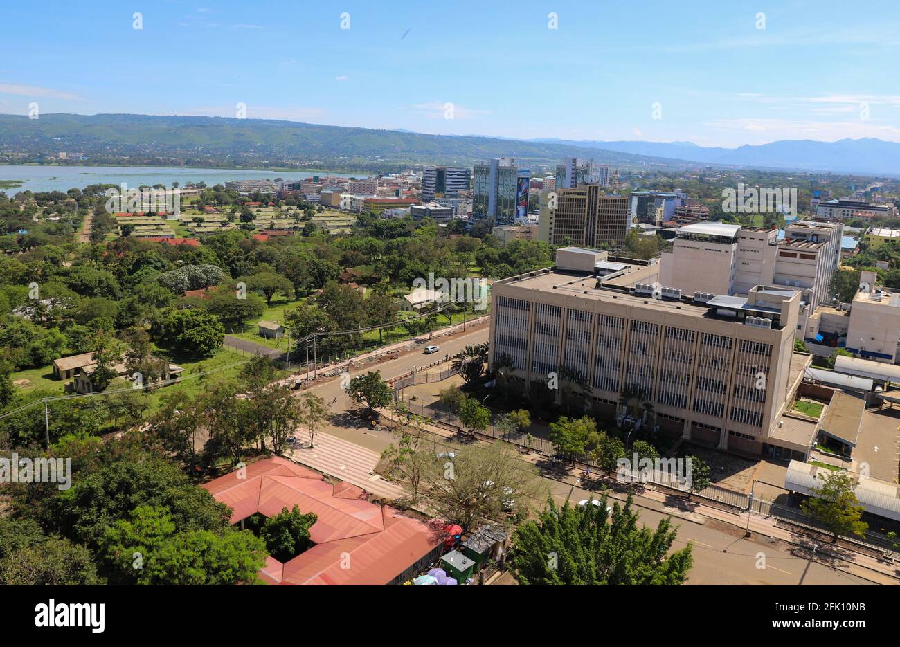 The lake side city of Kisumu in Kenya shot from a high storey building Stock Photo Alamy