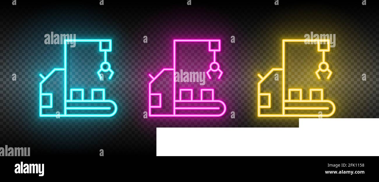 industrial robot, manufacturing robot neon icon set Stock Vector Image ...