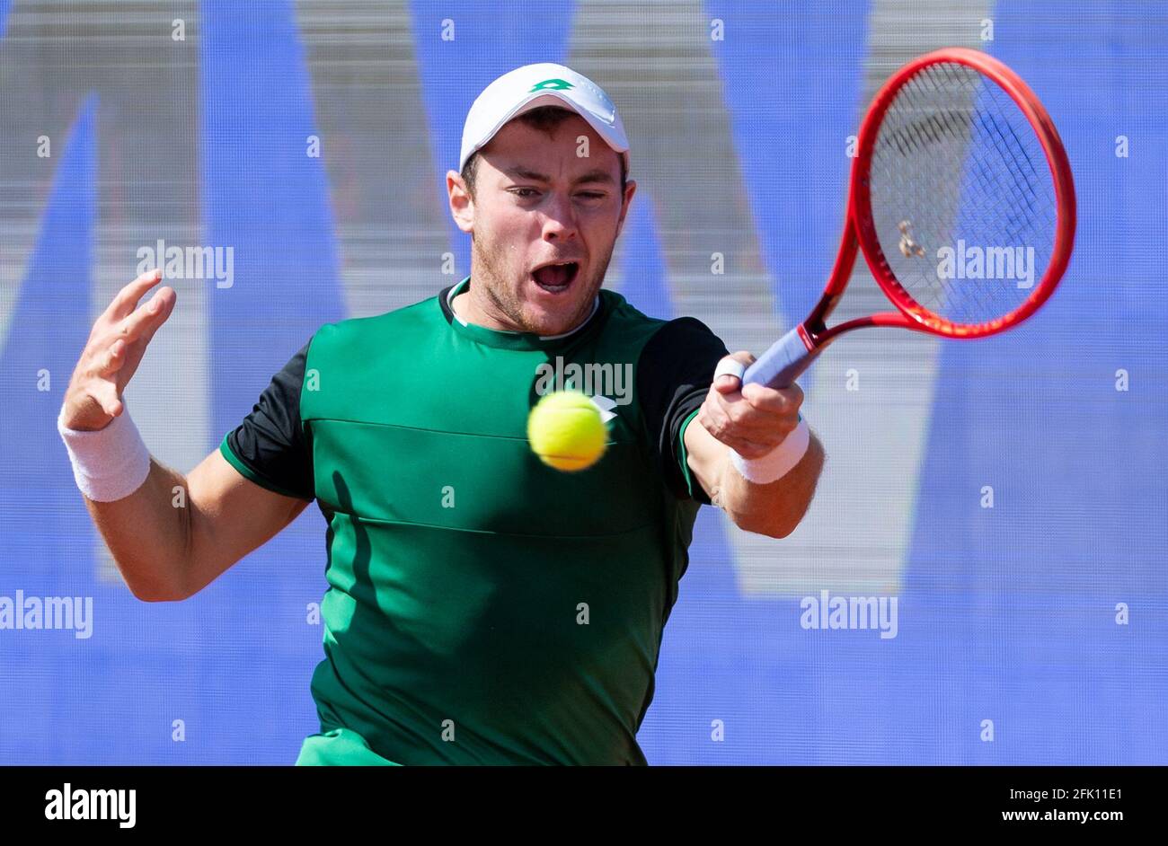 Munich, Germany. 27th Apr, 2021. Tennis: ATP Tour, Singles, Men, 1st Round.  Koepfer (Germany) - Kohlschreiber (Germany). Dominik Koepfer in action.  Credit: Sven Hoppe/dpa/Alamy Live News Stock Photo - Alamy