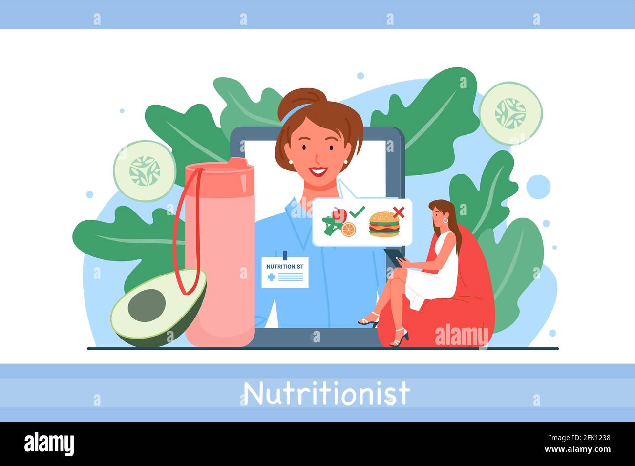 cartoon-illustration-nutritionist-woman-hi-res-stock-photography-and