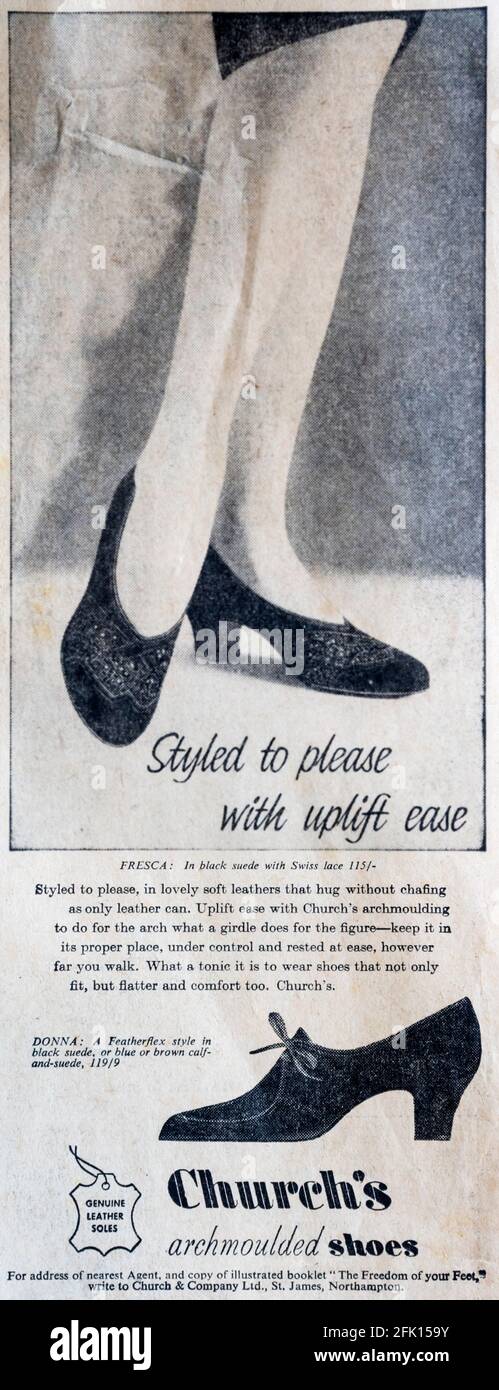 1961 newspaper advertisement for Church's archmoulded shoes. Stock Photo