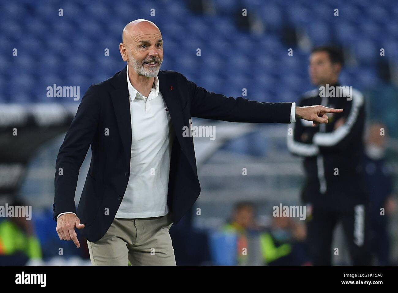 AC Milan trainer Stefano Pioli during the Serie A soccer match between SS  Lazio and AC