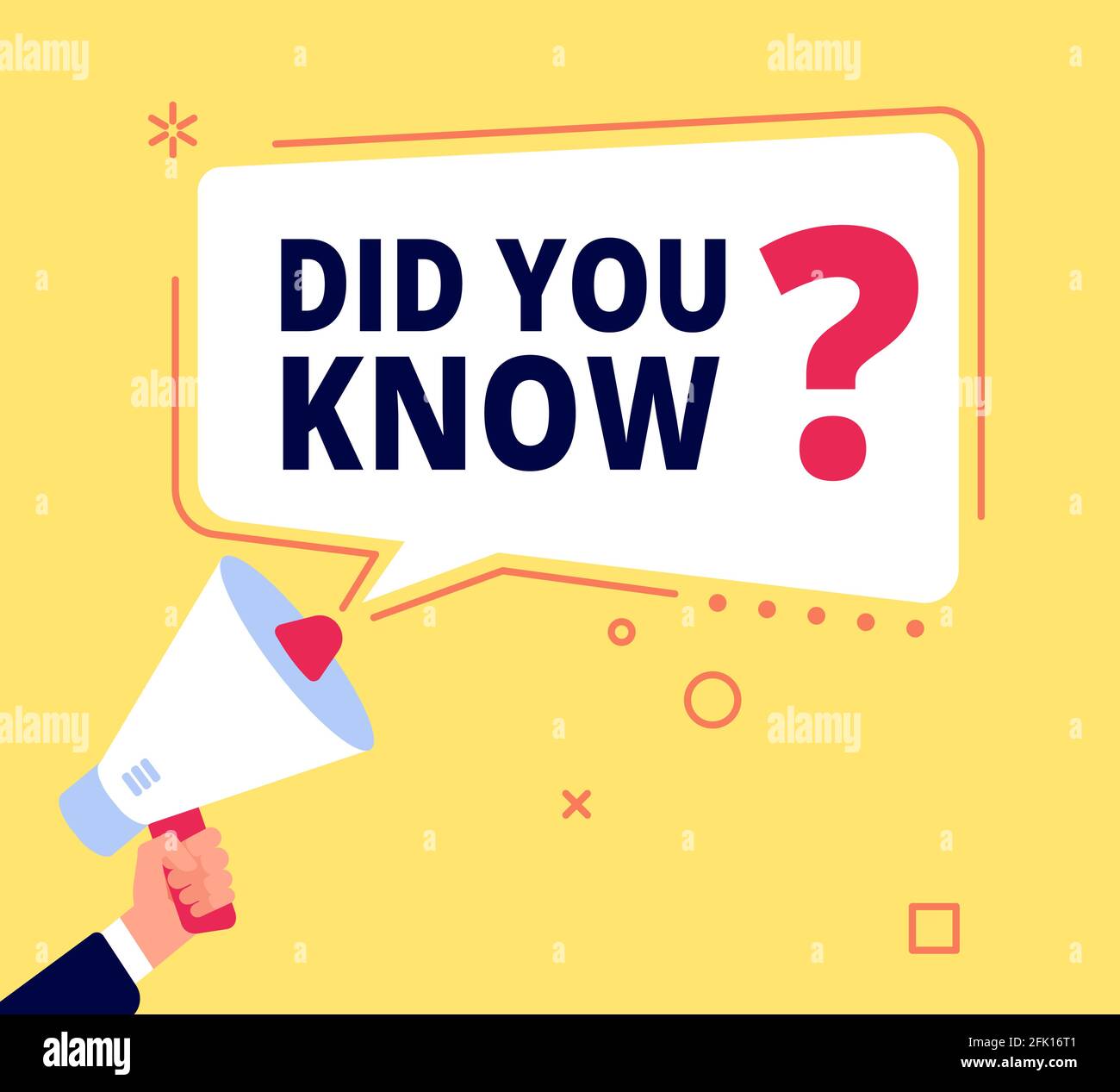 Did you know. Innovative facts, question banner or quiz idea. Fun speech bubble, marketing and promotion, sales. Vector thinking concept Stock Vector