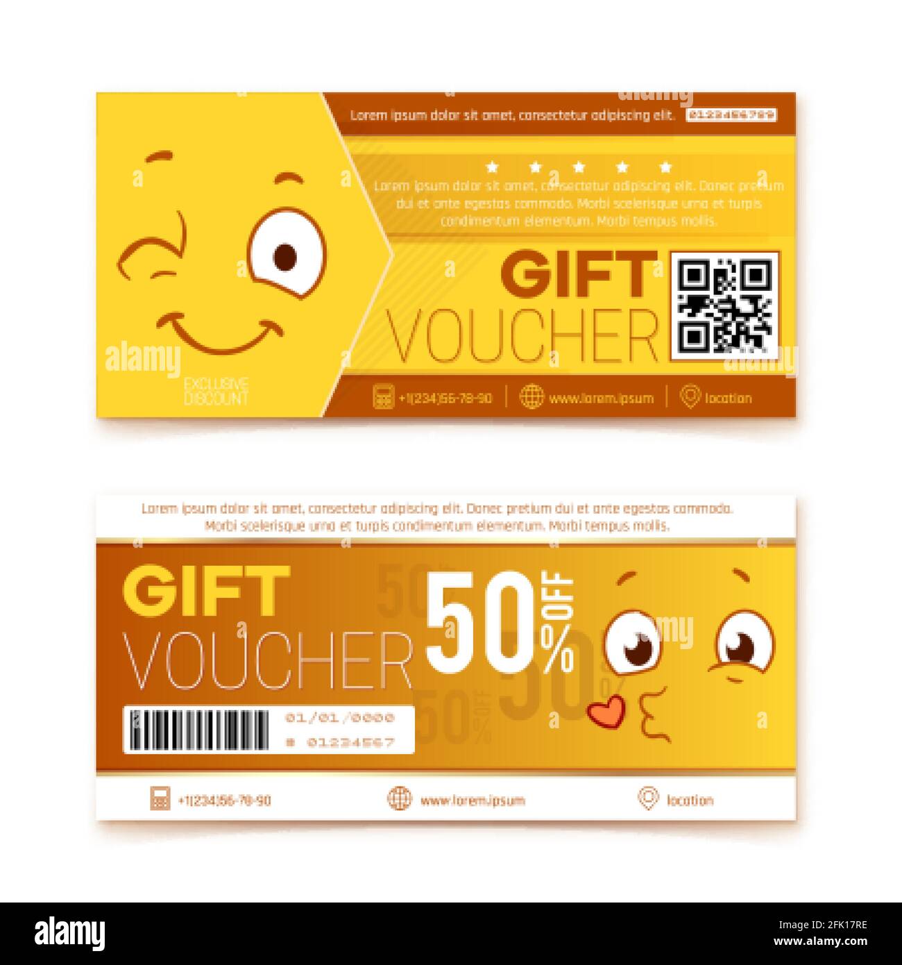 Gift vouchers. Happy smile coupon, promo code ticket. Shopping discount  banner with japan style faces. Kawaii design offer specials deal vector  Stock Vector Image & Art - Alamy