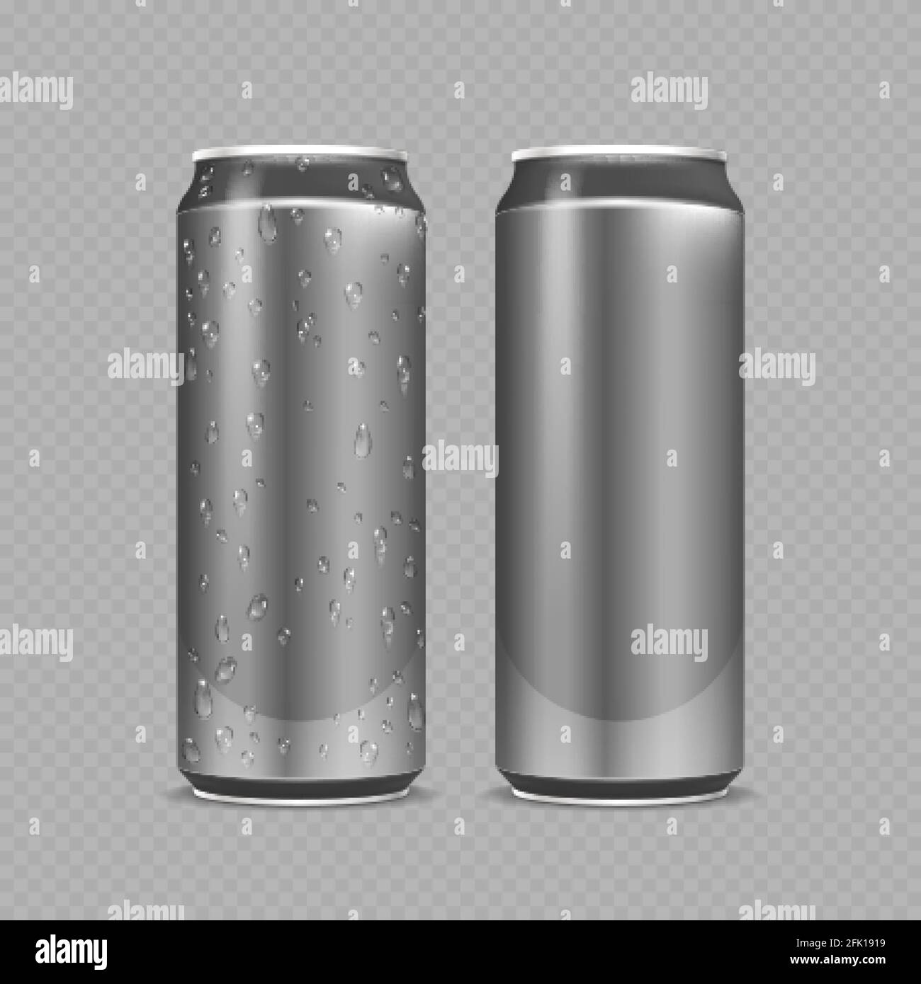 Steel cans. Aluminium bottles for beer, lemonade or soda or energy