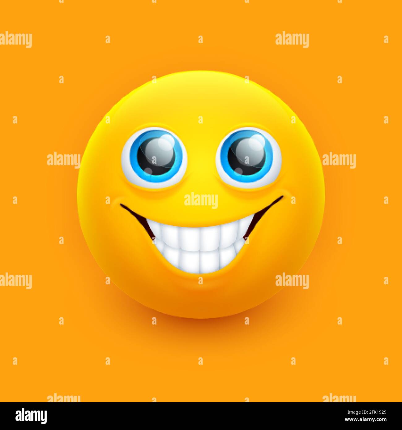 Smile emoji face. Cute eyes, emoticon symbol sticker. Happy white ...