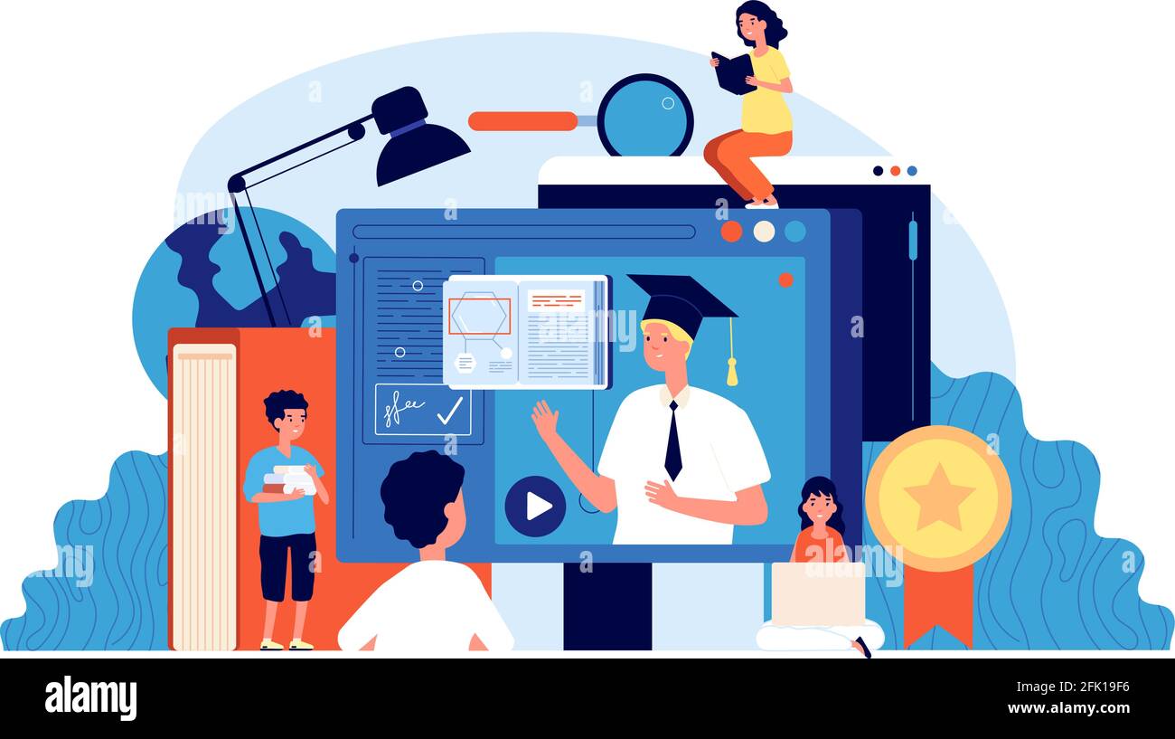 Online school. Creative free elearning. Children home education