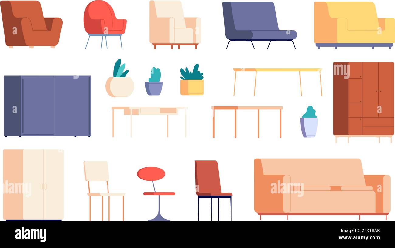 Living room furniture. Home interior creation constructor. Decor