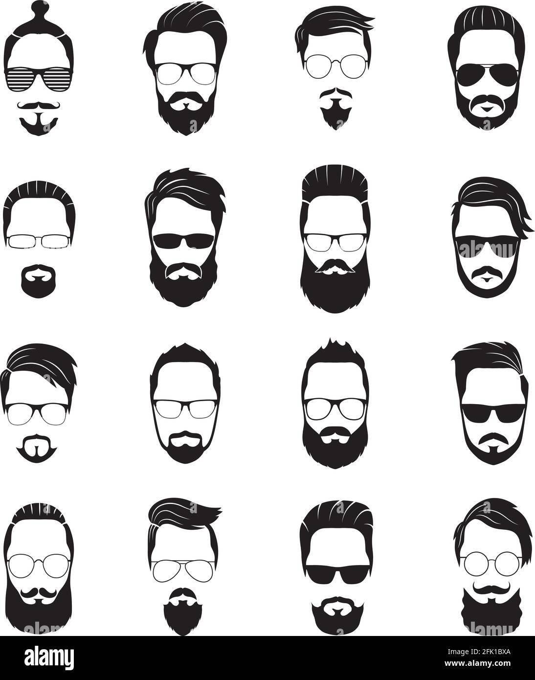 Bearded face. Black men beards. Handsome model hairstyling, portrait face  old hipster. Isolated young trendy guys with haircut vector set Stock  Vector Image & Art - Alamy