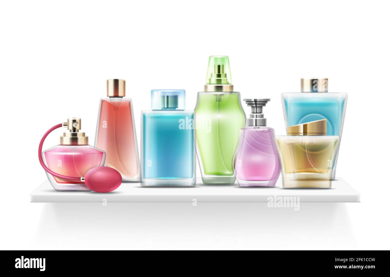 Free Vector  Perfume glass bottles colorful realistic
