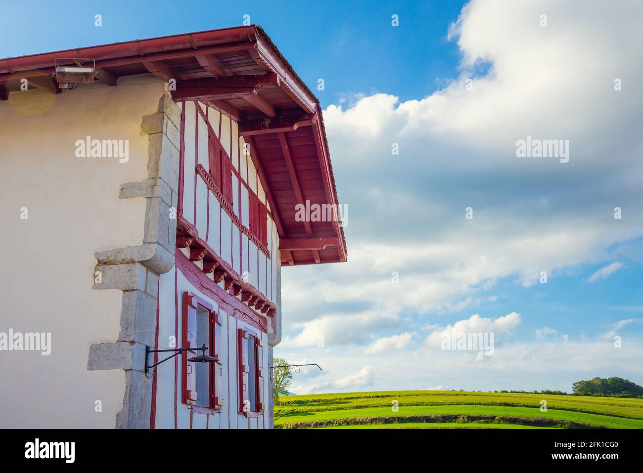 Typical buildings of Basque country. Euskadi colorful architecture. Stock Photo