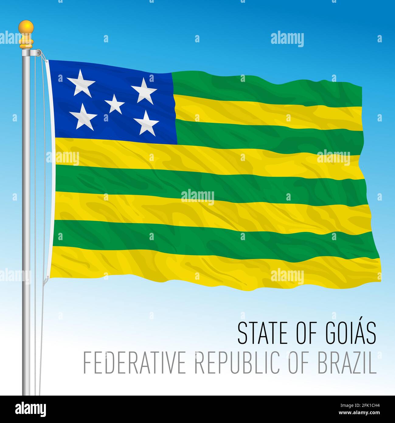 State of Goias, official regional flag, Brazil, vector illustration Stock Vector