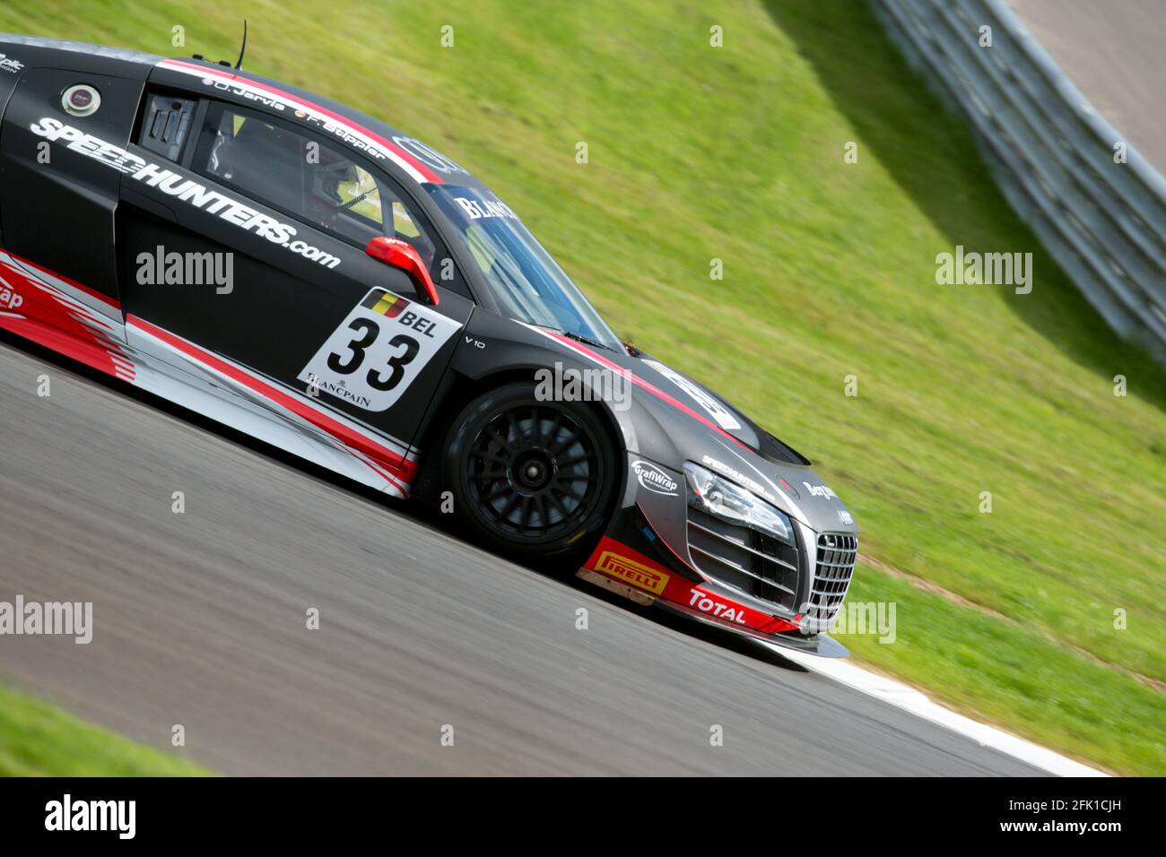 The car 'Audi R8 LMS' of the Belgium Audi Club Team WRT takes part at the European Championship FIA GT3 on the track 'Moscow Raceway' in the Moscow Region, Russia Stock Photo