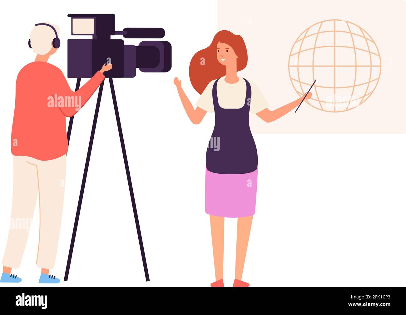 TV presenter. Live news, journalist camera crew. Video blog or live stream, woman talk about world. Broadcasting show vector illustration Stock Vector Image & Art - Alamy TV presenter. Live news, journalist camera crew. Video blog or live stream, woman talk about world. Broadcasting show vector illustration Stock Vector Image & Art - Alamy