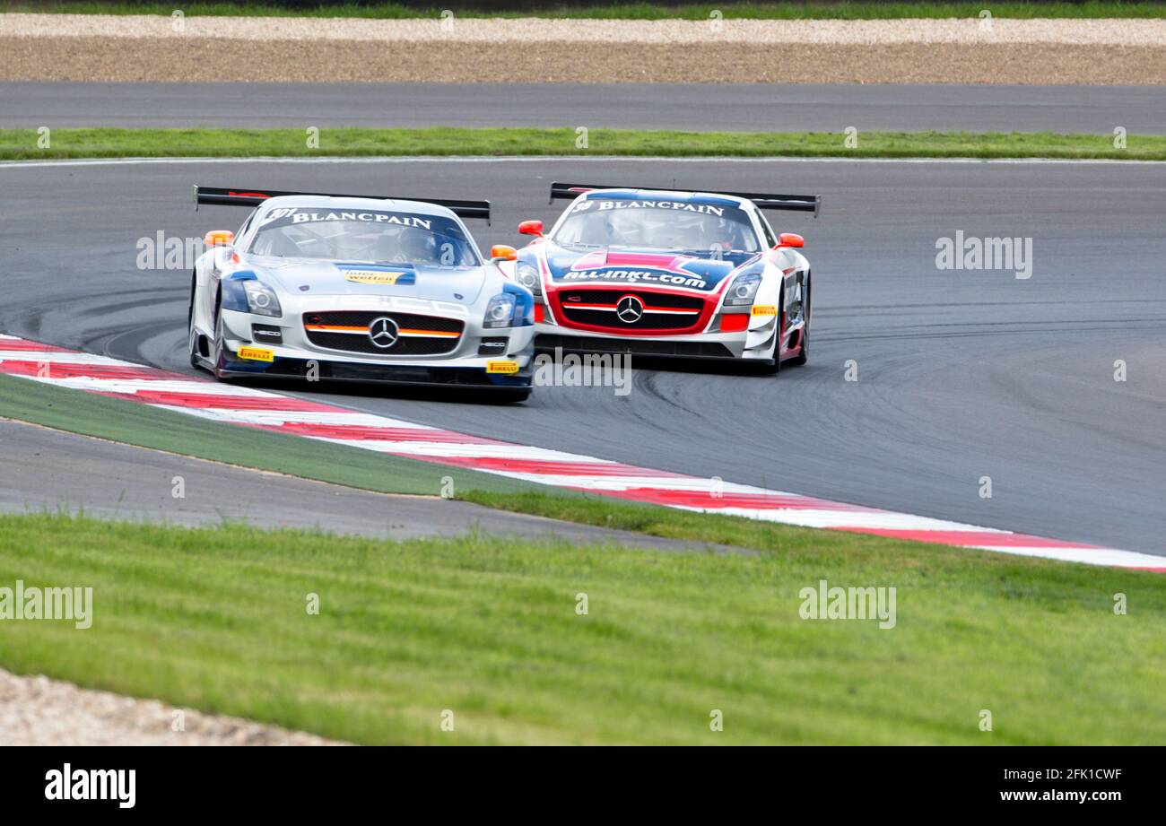 The Mercedes-Benz SLS AMG car participates in the FIA GT3 European ...