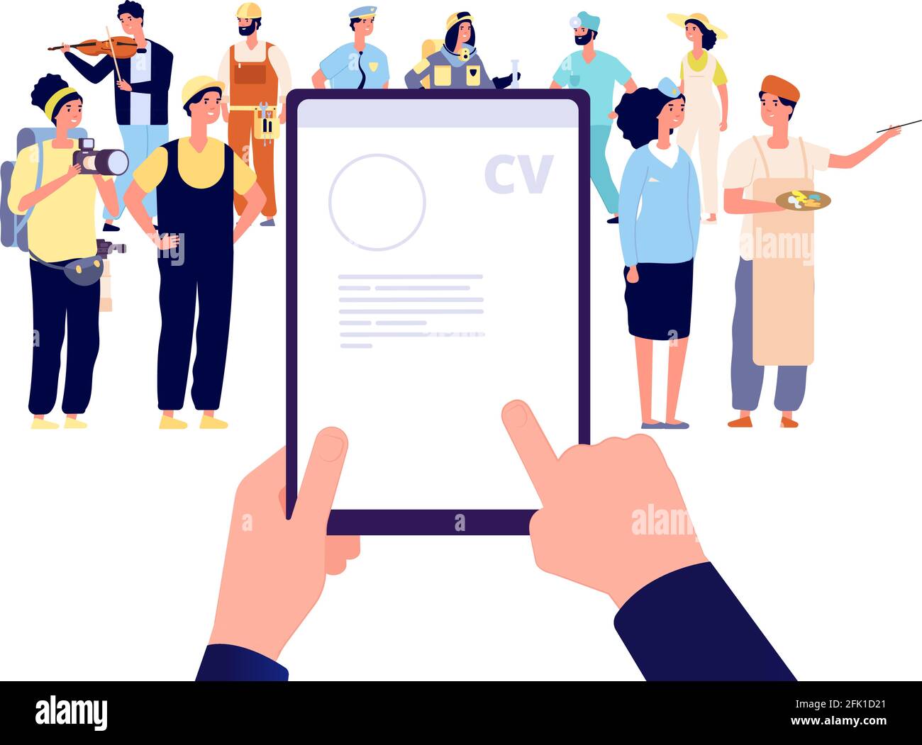 Recruitment agency. Recruit employees, boss hiring professional workers. Hr agency, flat business startup looking talents vector concept Stock Vector
