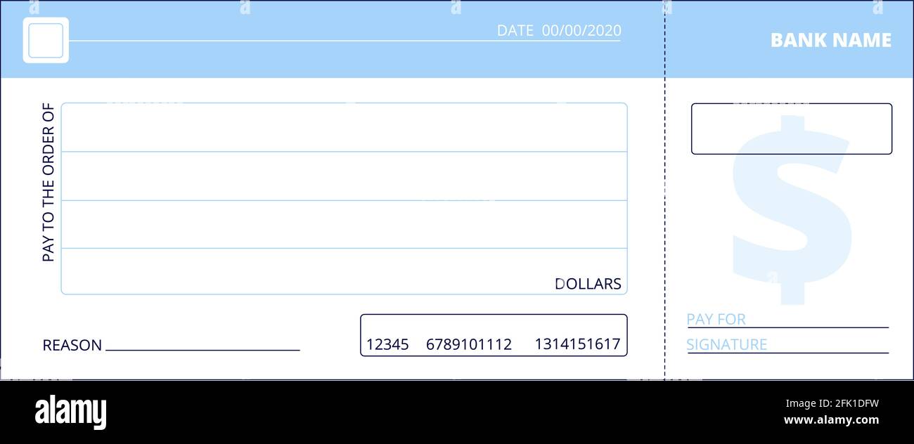 Blank check template. Business cheque book design. Bank checking Within Editable Blank Check Template