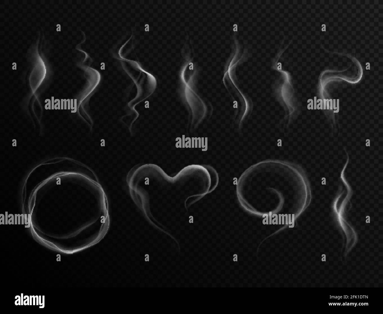 Realistic steam effect. Heart shaped smoke. Air wind fog, hot swirl of ...
