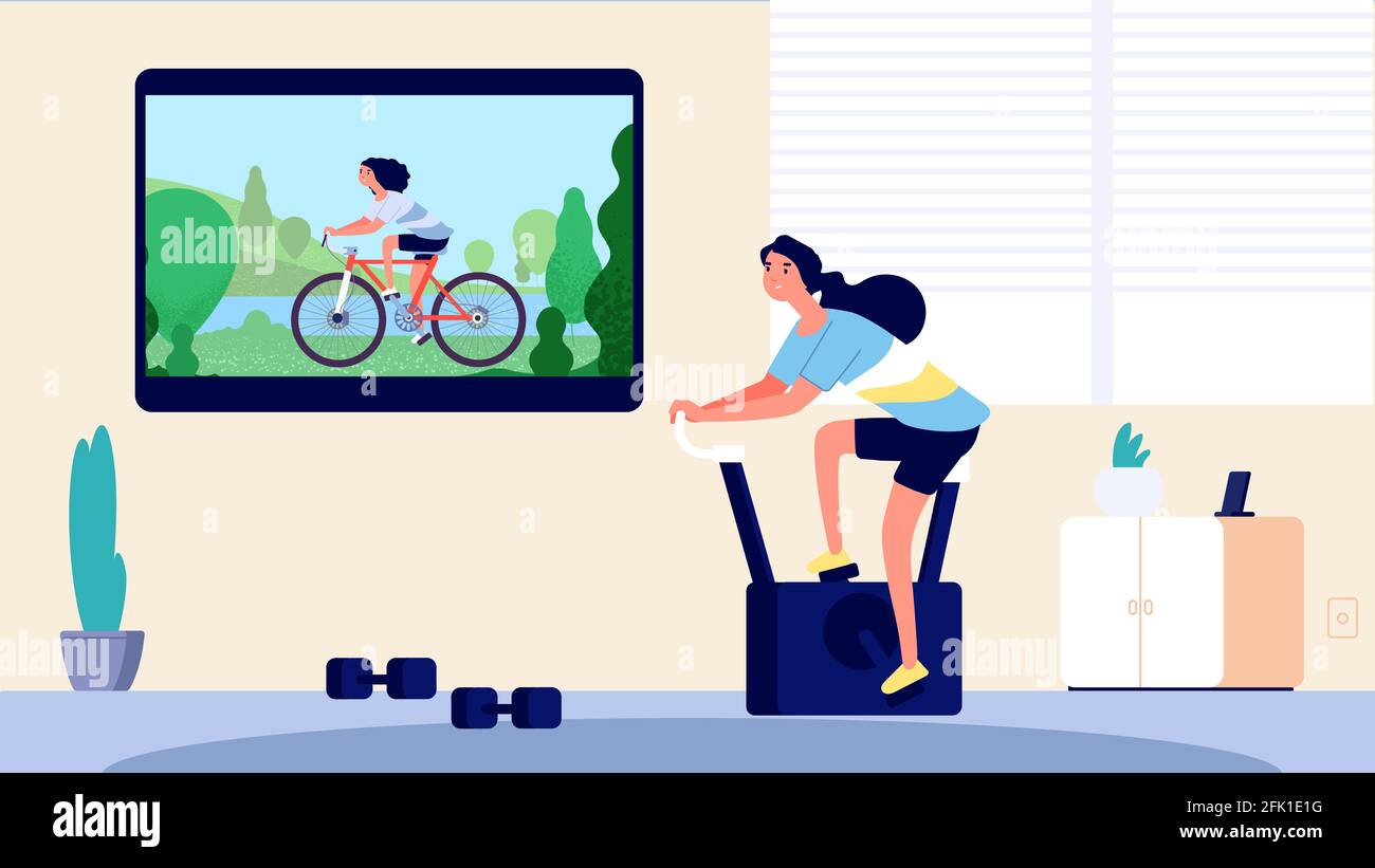 Home sport. Woman training in living room