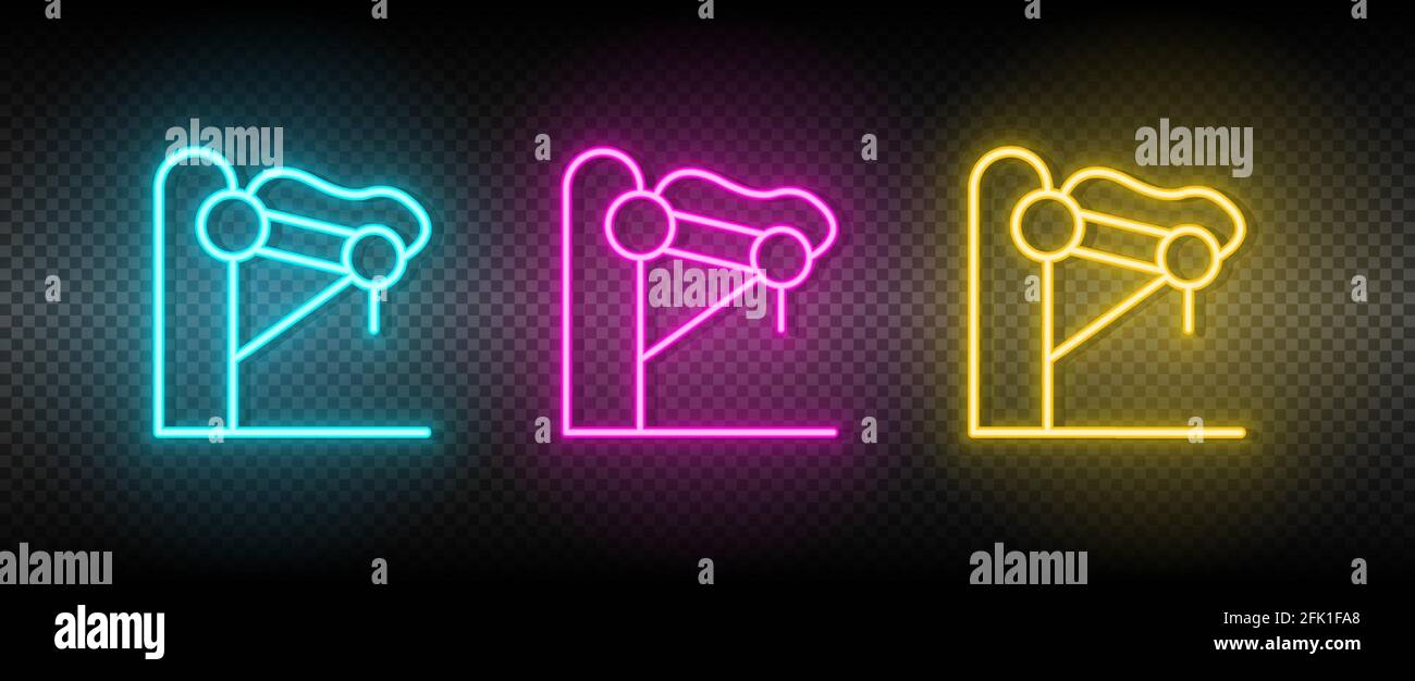 industrial robot, industrial robot arm neon icon set Stock Vector Image ...