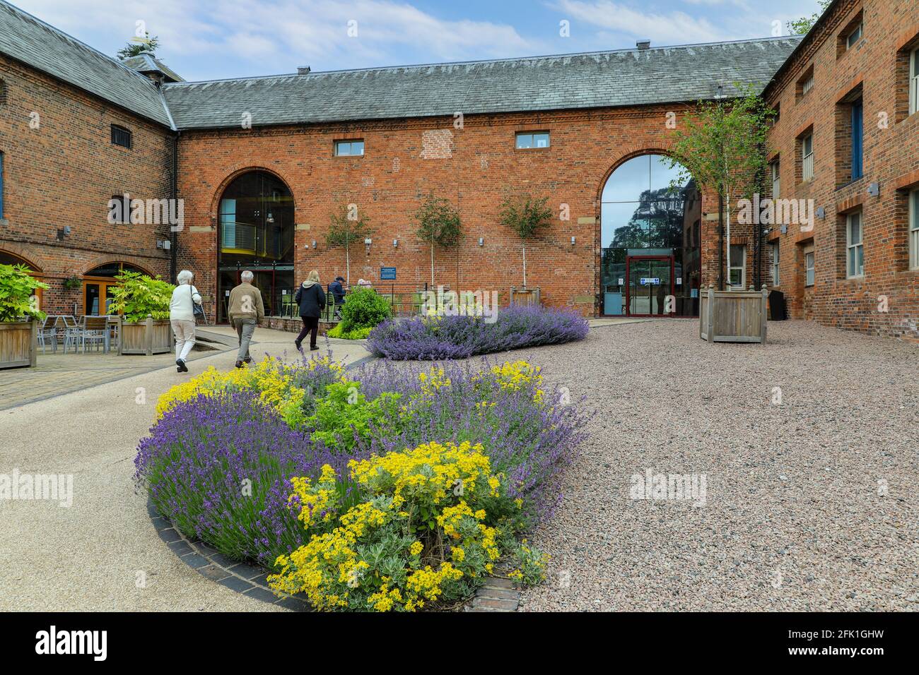 An old ex stable block converted to a restaurant and café, Weston Park, Weston-under-Lizard, near Shifnal, Staffordshire, England, UK. Stock Photo