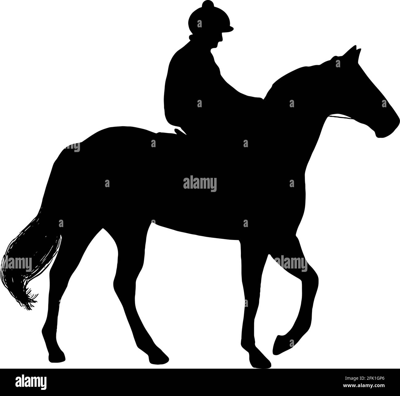 Racehorse and jockey silhouette Stock Vector