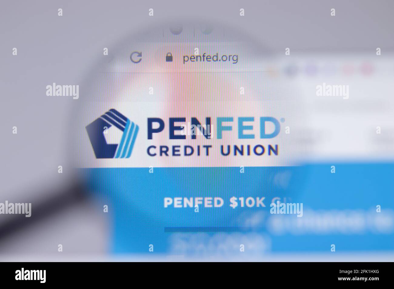 New York, USA - 26 April 2021: Pentagon Federal Credit Union Penfed logo  close-up on website page, Illustrative Editorial Stock Photo - Alamy