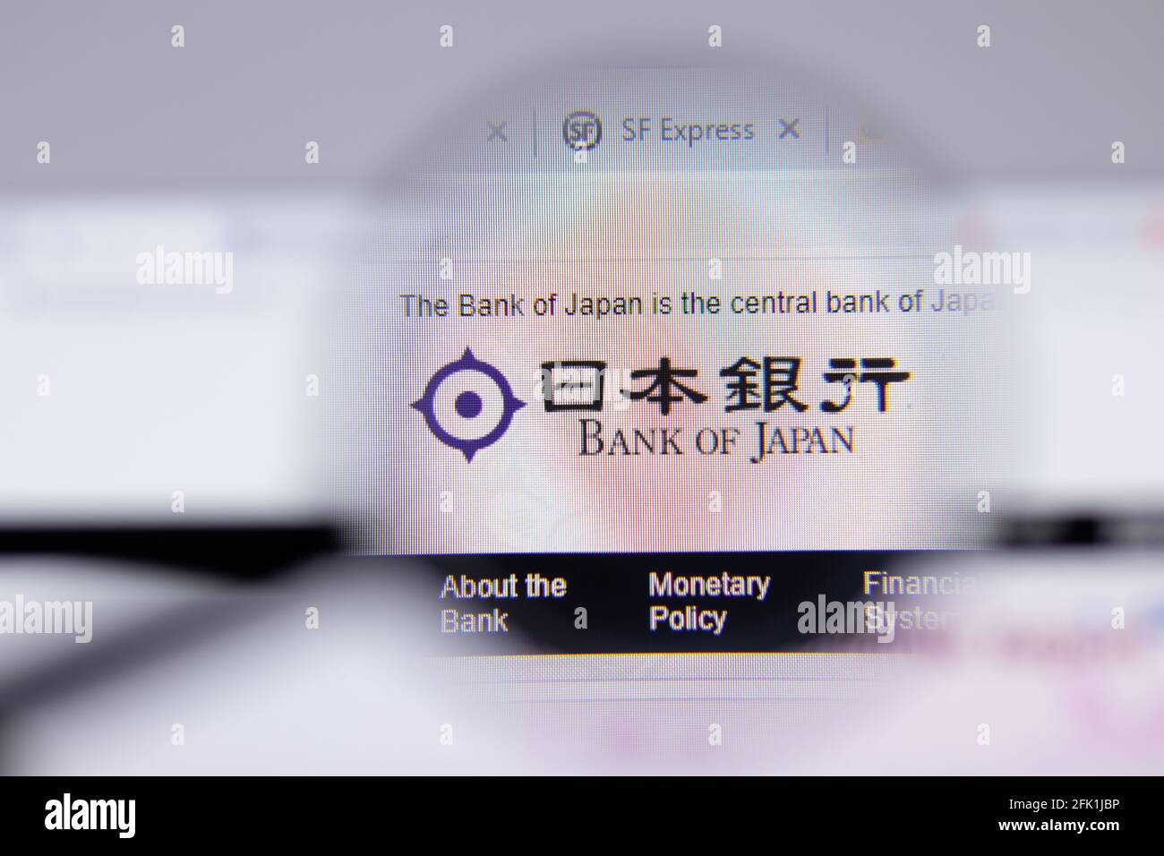 New York, USA - 26 April 2021: Bank of Japan logo close-up on website page, Illustrative Editorial Stock Photo