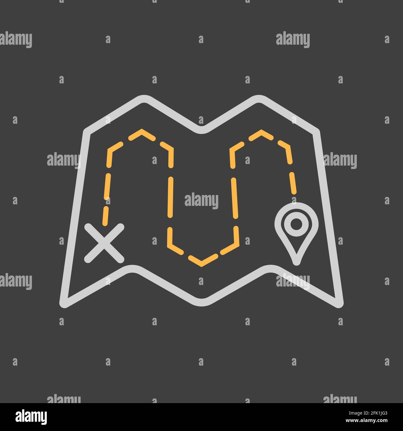 Map with route vector icon on dark background. Navigation sign. Graph ...