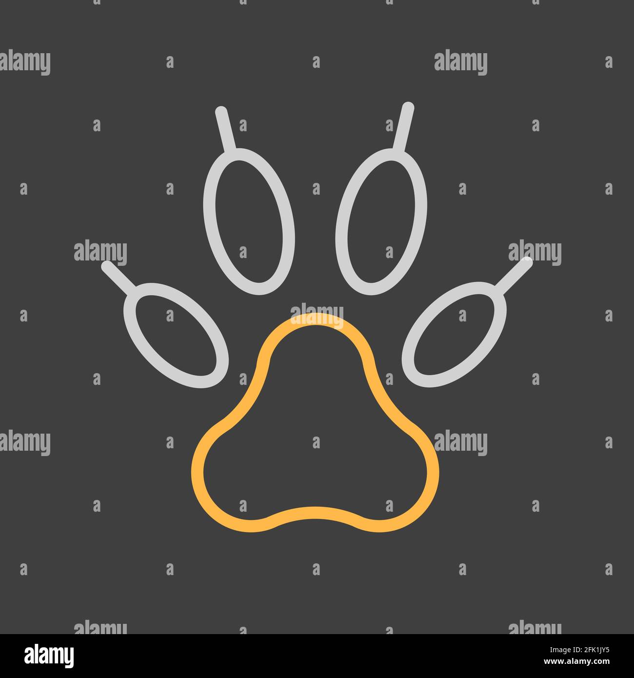 Predatory paw vector icon on dark background. Pet animal sign. Graph ...
