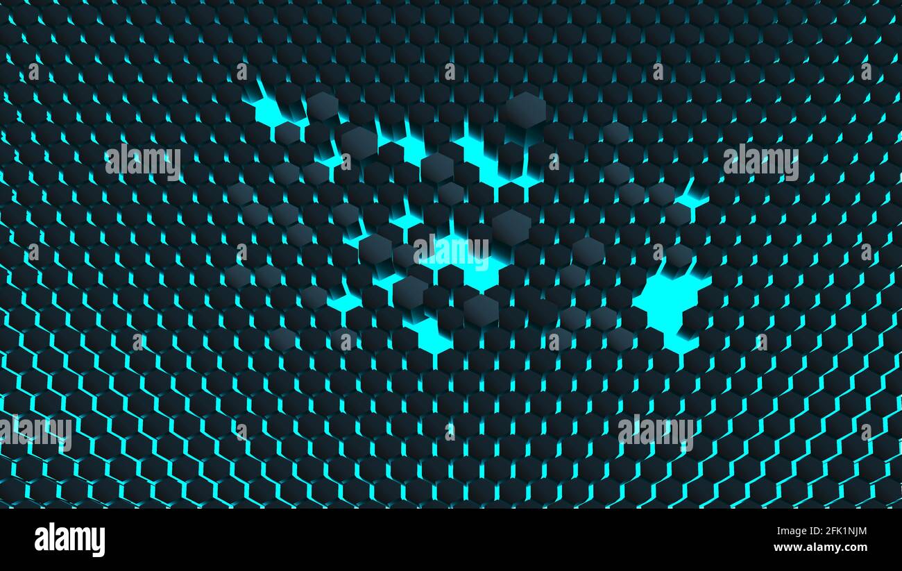 Blue wallpaper and black 3D hexagons Stock Vector