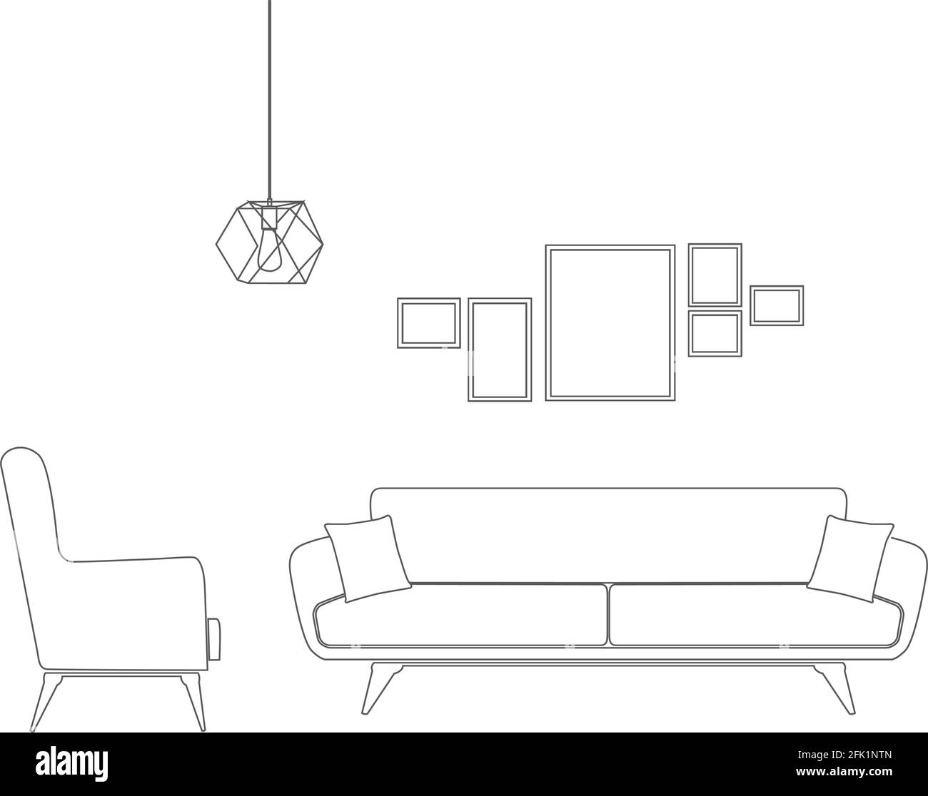 Sofa set and frames sketch drawing Stock Vector Image Art Alamy