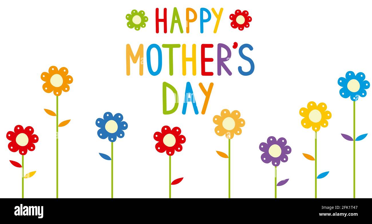Happy Mother's day card with flowers. Isolated on white ...