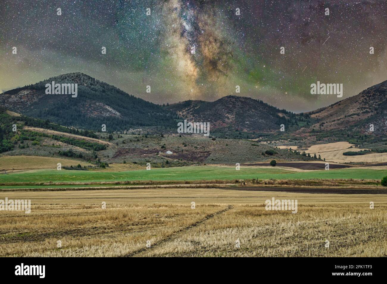 Milky way in a starry night sky above mountains Stock Photo - Alamy